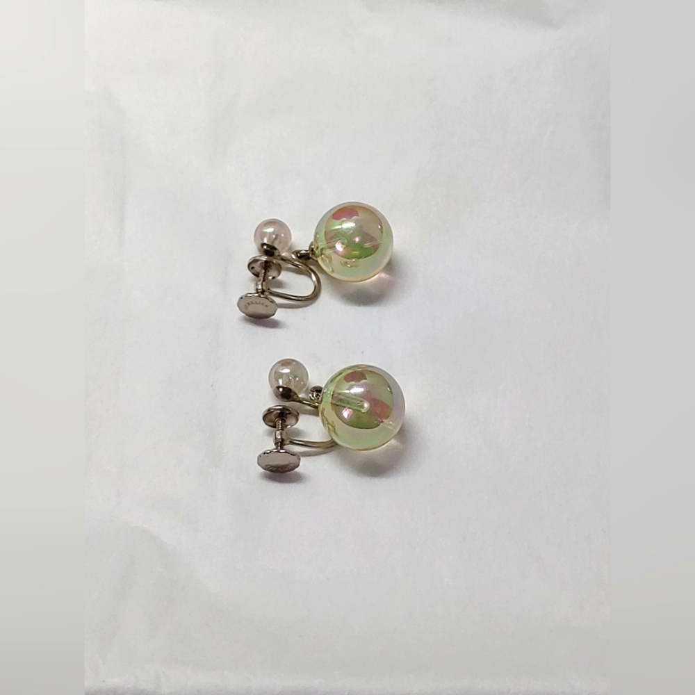 Vintage Richelieu Soap Bubble Lucite Earrings 50s era.